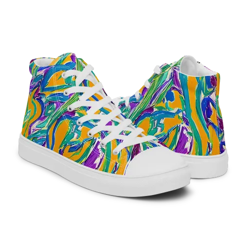 Tropical Voltage on a Men's High Top Canvas Shoes