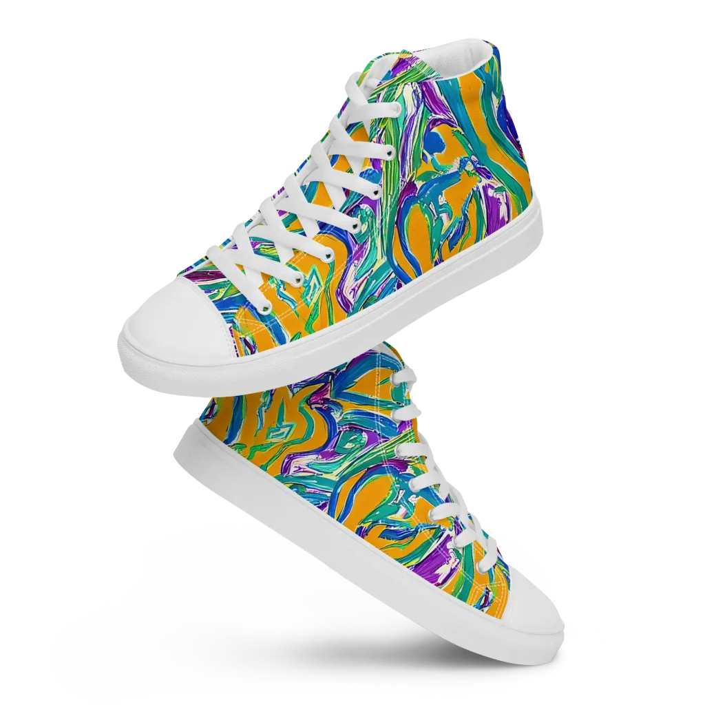 Tropical Voltage on Men's High Top Canvas Shoes — Front