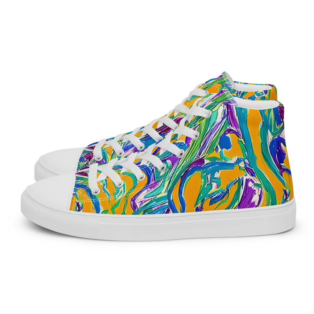 Tropical Voltage on Women's High Top Canvas Shoes — Left