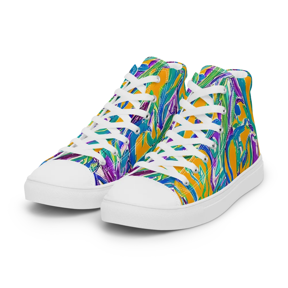 Tropical Voltage on Women's High Top Canvas Shoes — Left Front