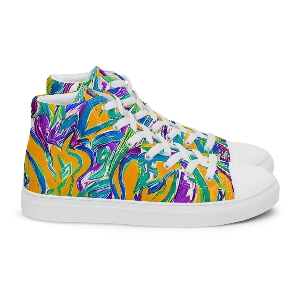 Tropical Voltage on Women's High Top Canvas Shoes — Right