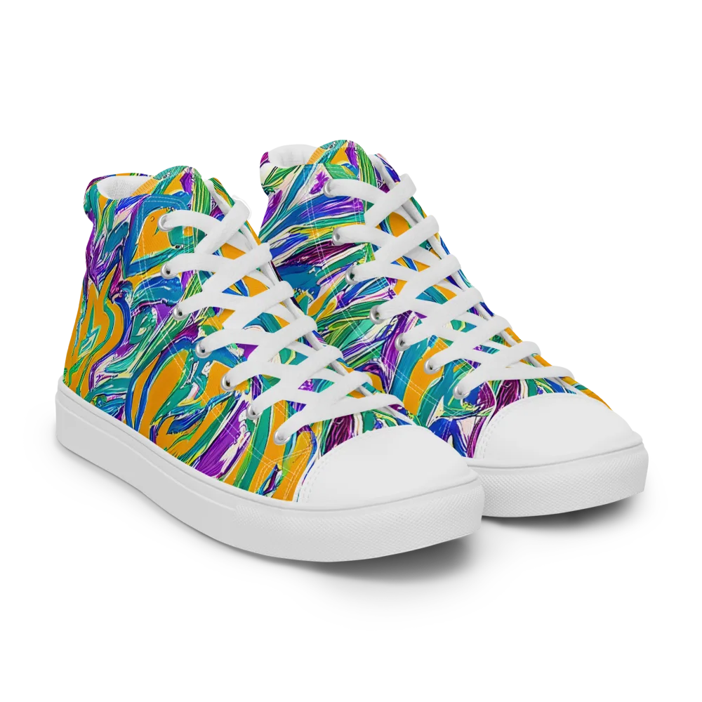 Tropical Voltage on Women's High Top Canvas Shoes — Right Front