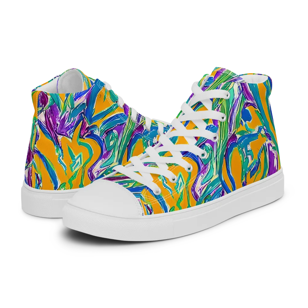 Tropical Voltage on Women's High Top Canvas Shoes — Left