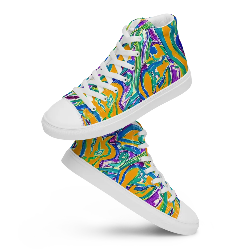 Tropical Voltage on Women's High Top Canvas Shoes — Front