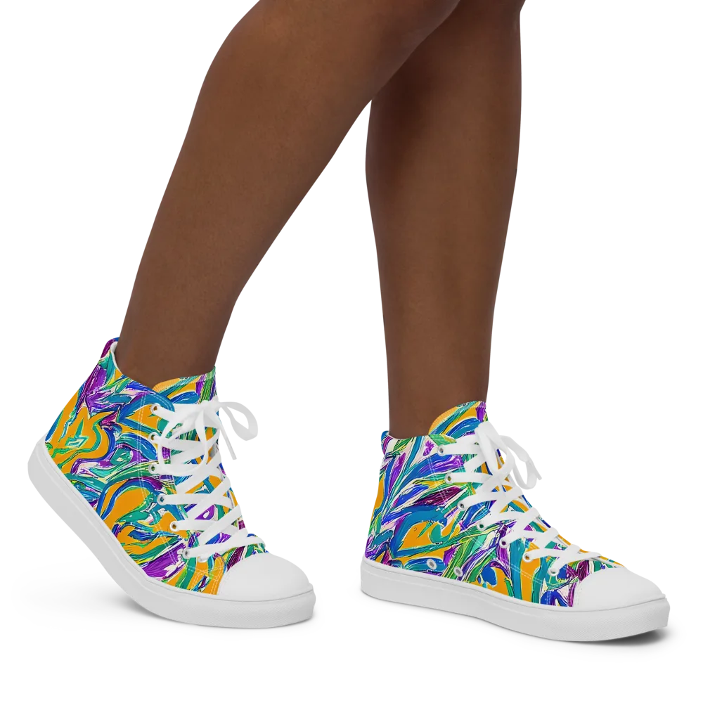 Tropical Voltage on Women's High Top Canvas Shoes — Right