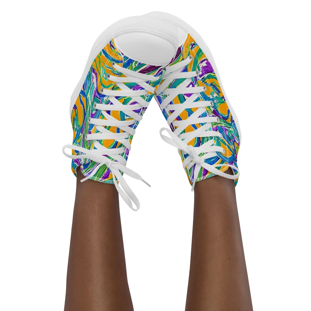 Tropical Voltage on Women's High Top Canvas Shoes — Front