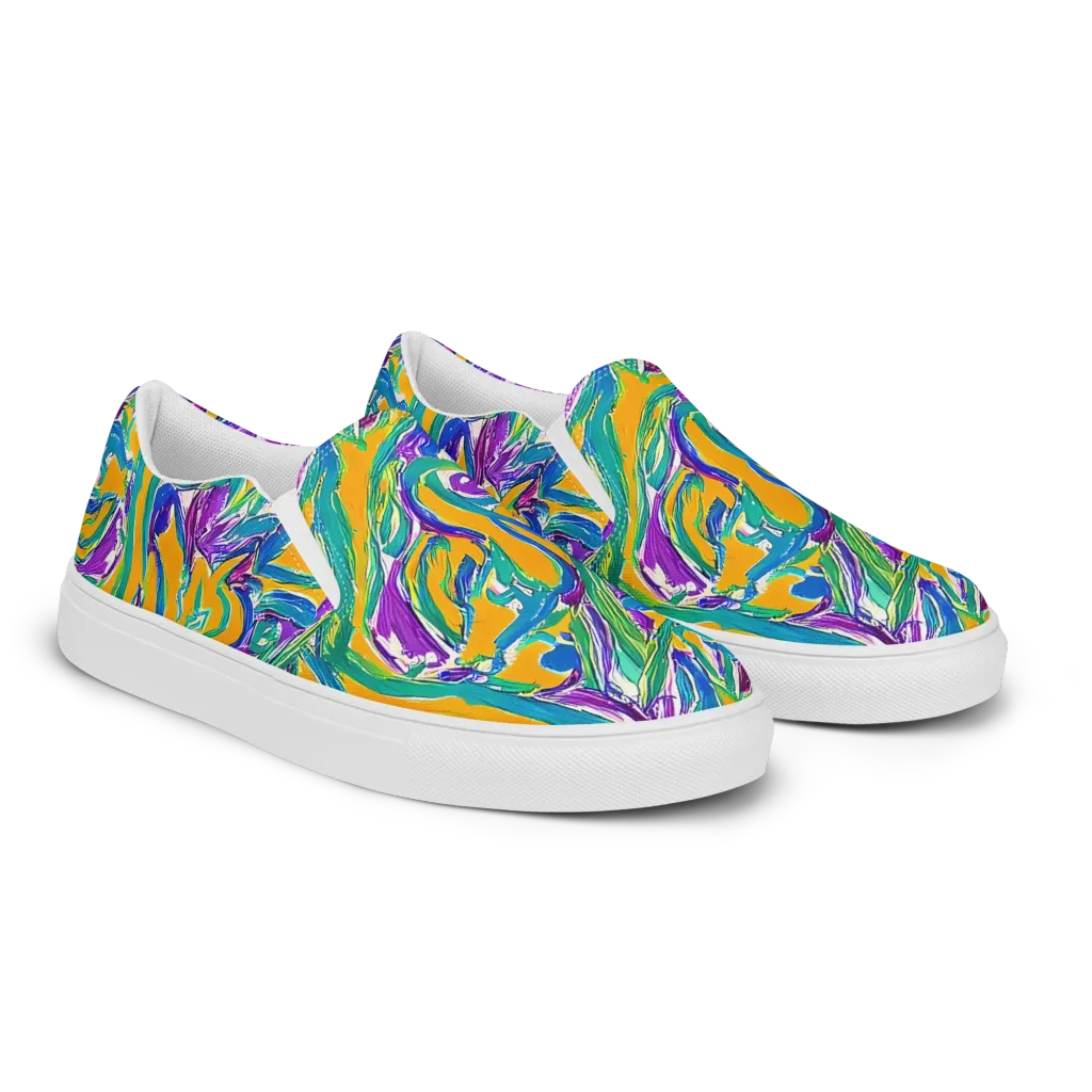 Tropical Voltage on Men's Slip-On Canvas Shoes — Right Front