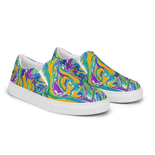 Tropical Voltage on a Men's Slip-On Canvas Shoes