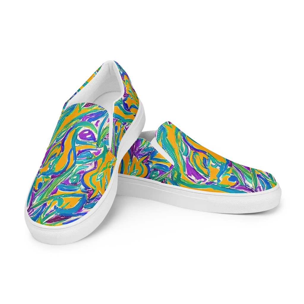 Tropical Voltage on Men's Slip-On Canvas Shoes — Left Front