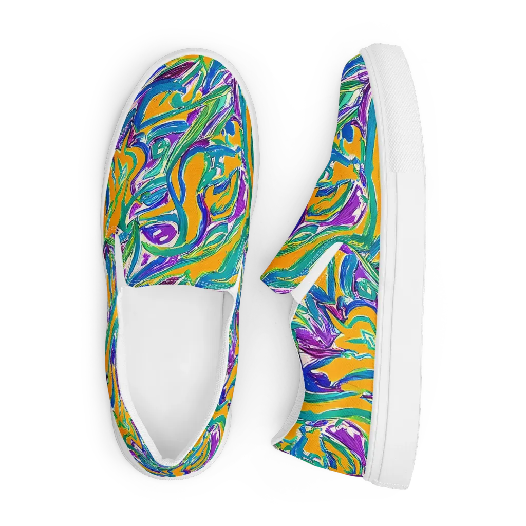 Tropical Voltage on Men's Slip-On Canvas Shoes — Front