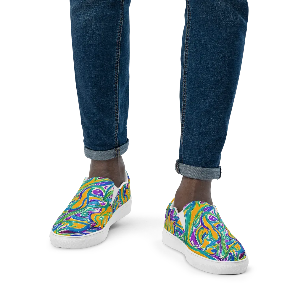 Tropical Voltage on Men's Slip-On Canvas Shoes — Front