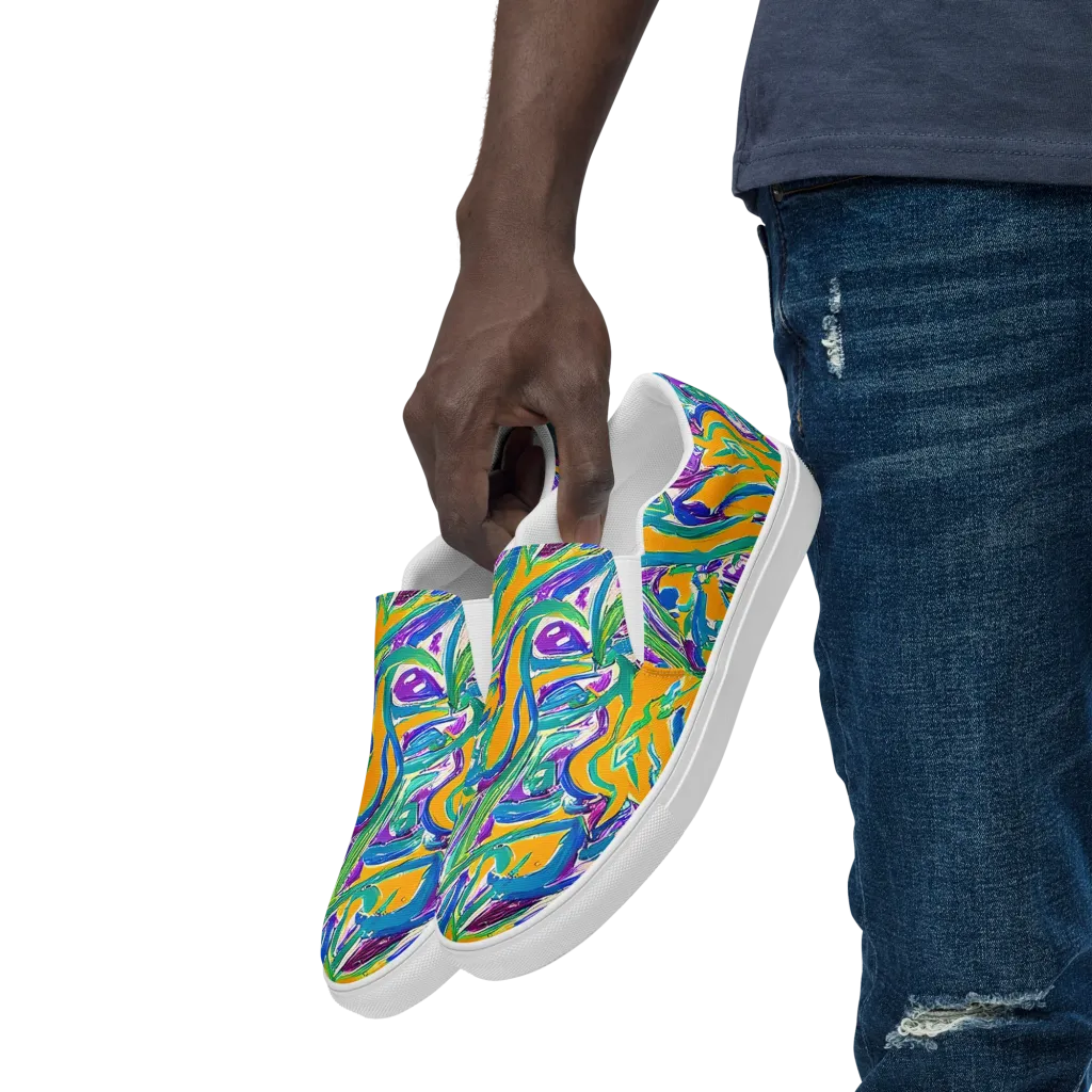 Tropical Voltage on Men's Slip-On Canvas Shoes — Left Front