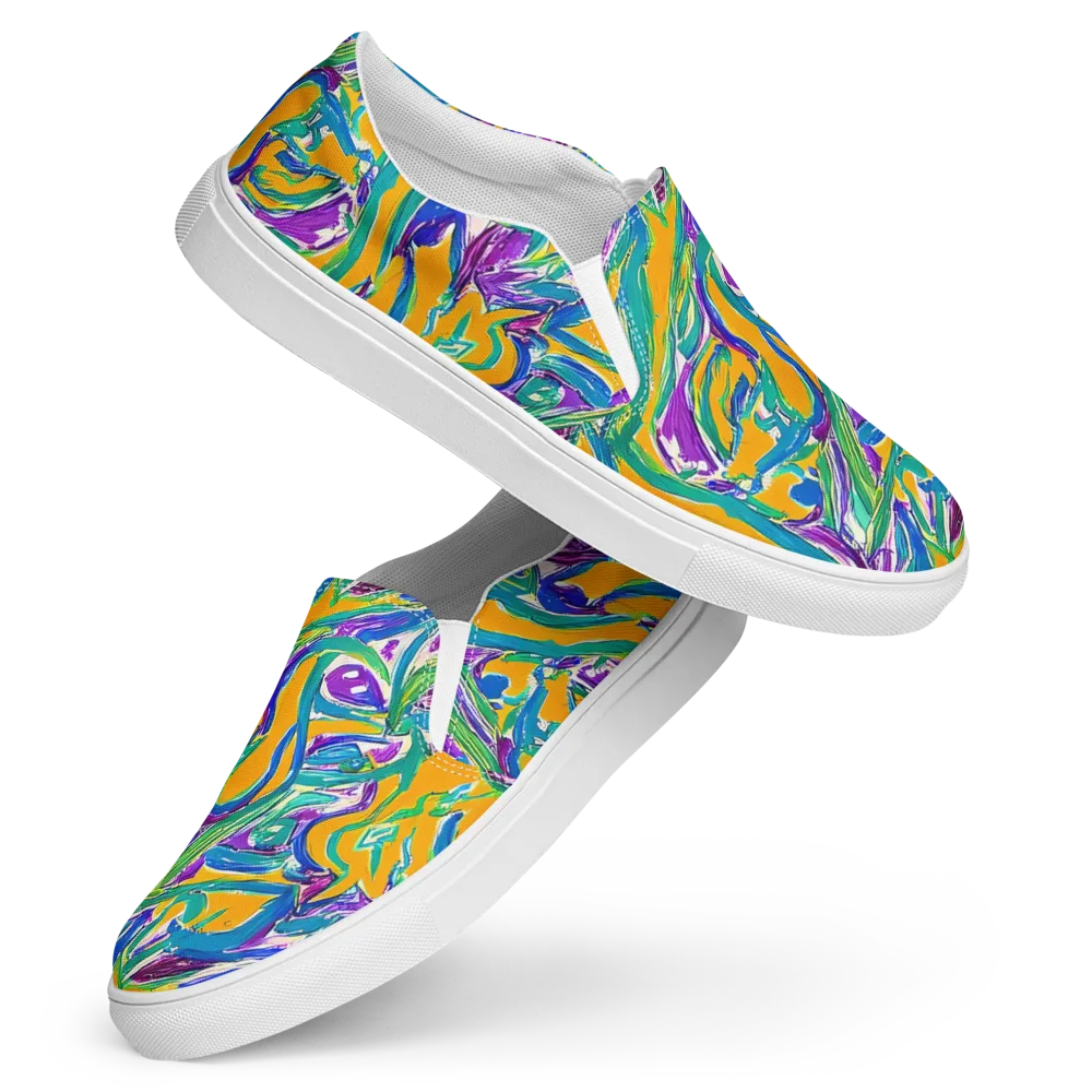 Tropical Voltage on Women's Slip-On Canvas Shoes — Front