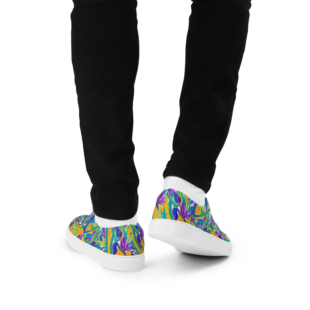 Tropical Voltage on Men's Lace-Up Canvas Shoes — Back