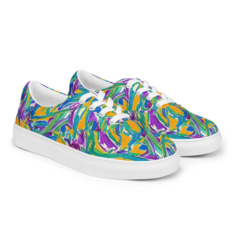 Tropical Voltage on Men's Lace-Up Canvas Shoes — Right Front