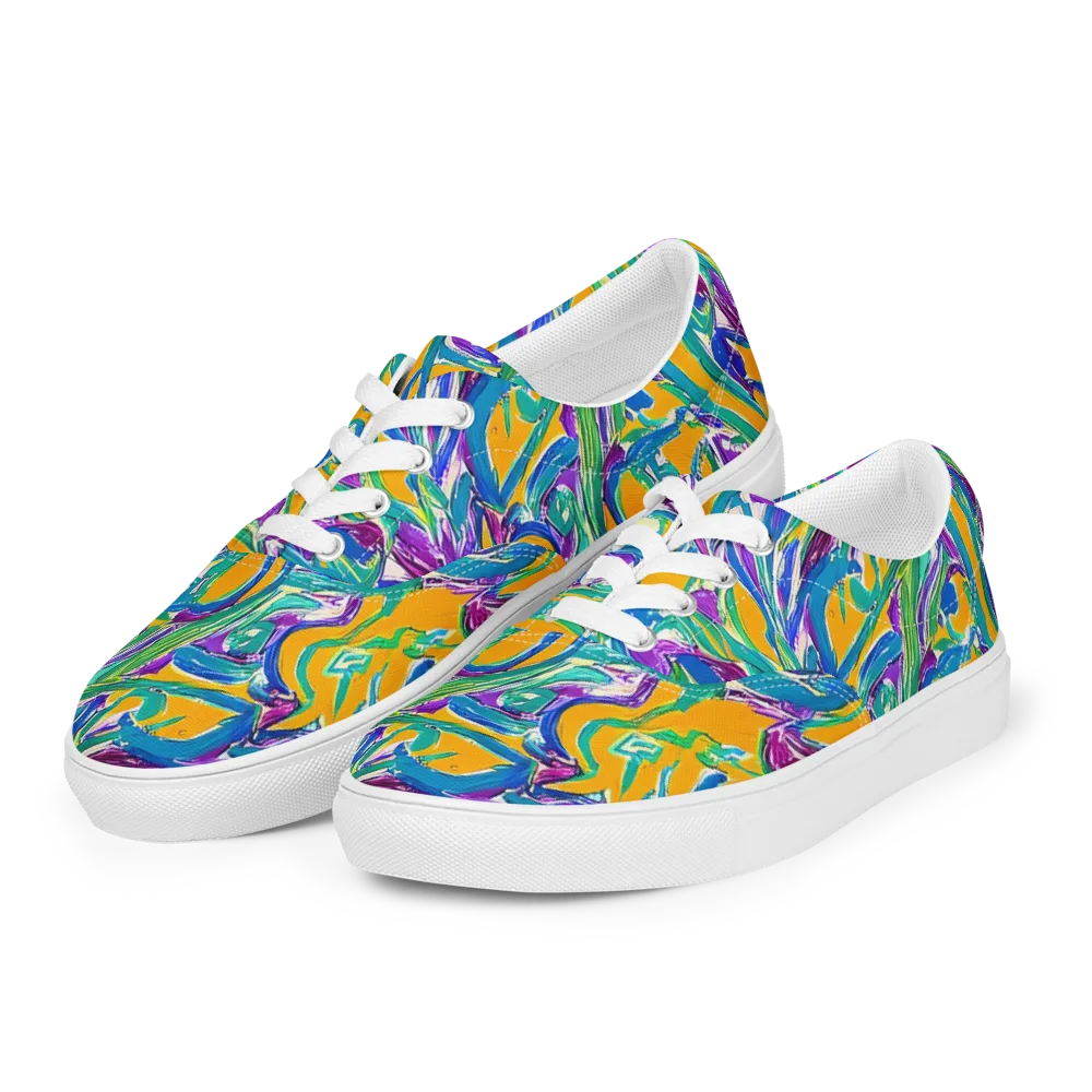 Tropical Voltage on Men's Lace-Up Canvas Shoes — Left Front