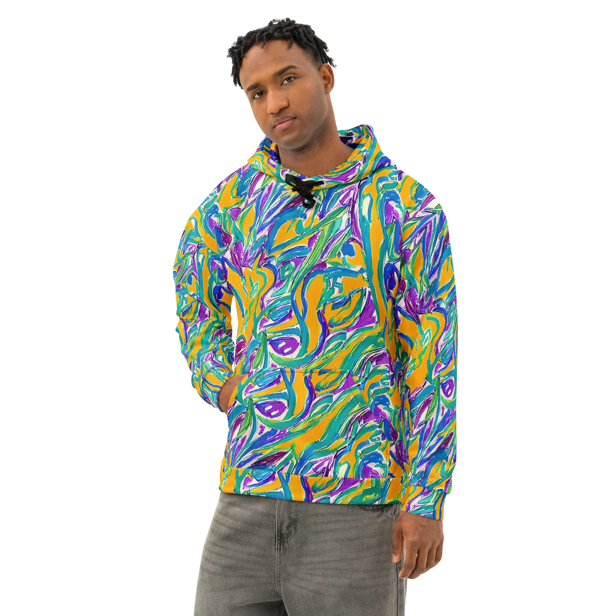Tropical Voltage on Cotton Hoodie — Left Front