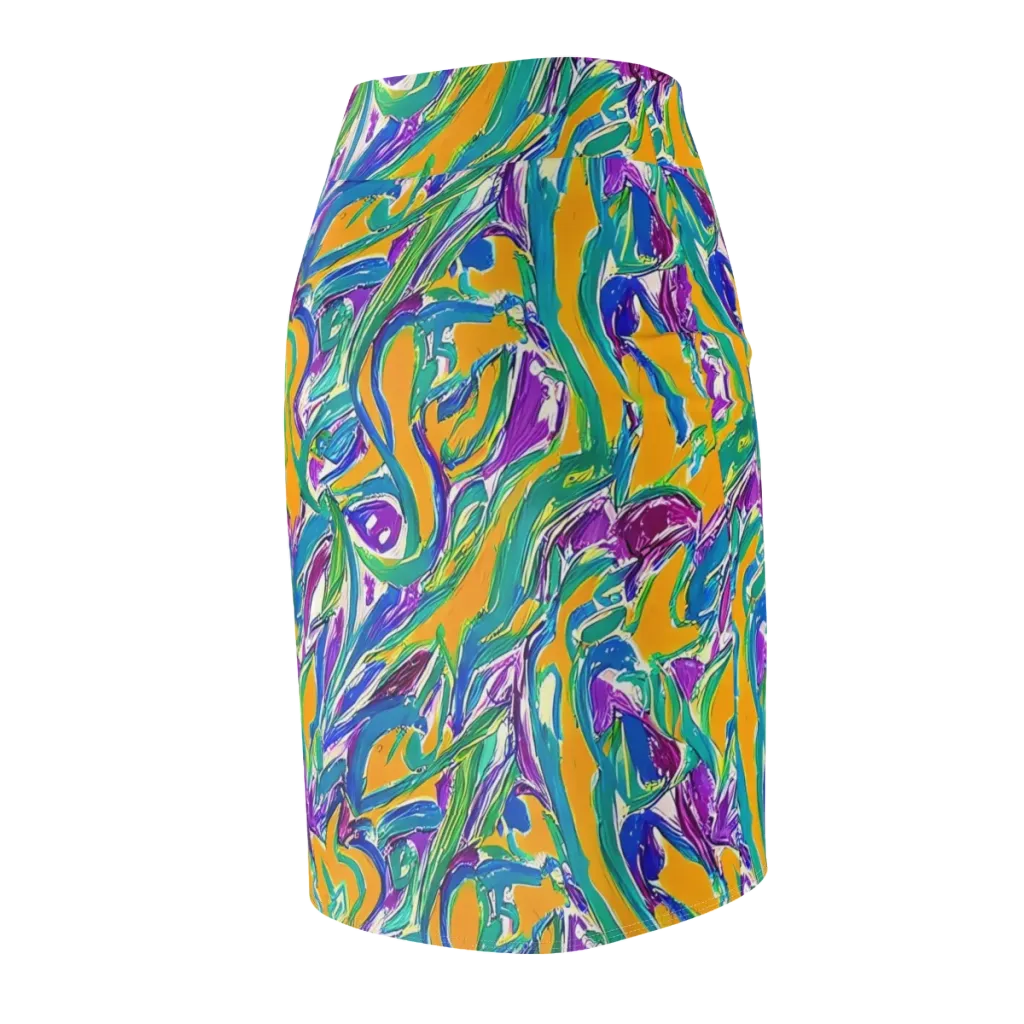 Tropical Voltage on Pencil Skirt — Back Side