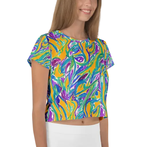 Tropical Voltage on a Crop Tee