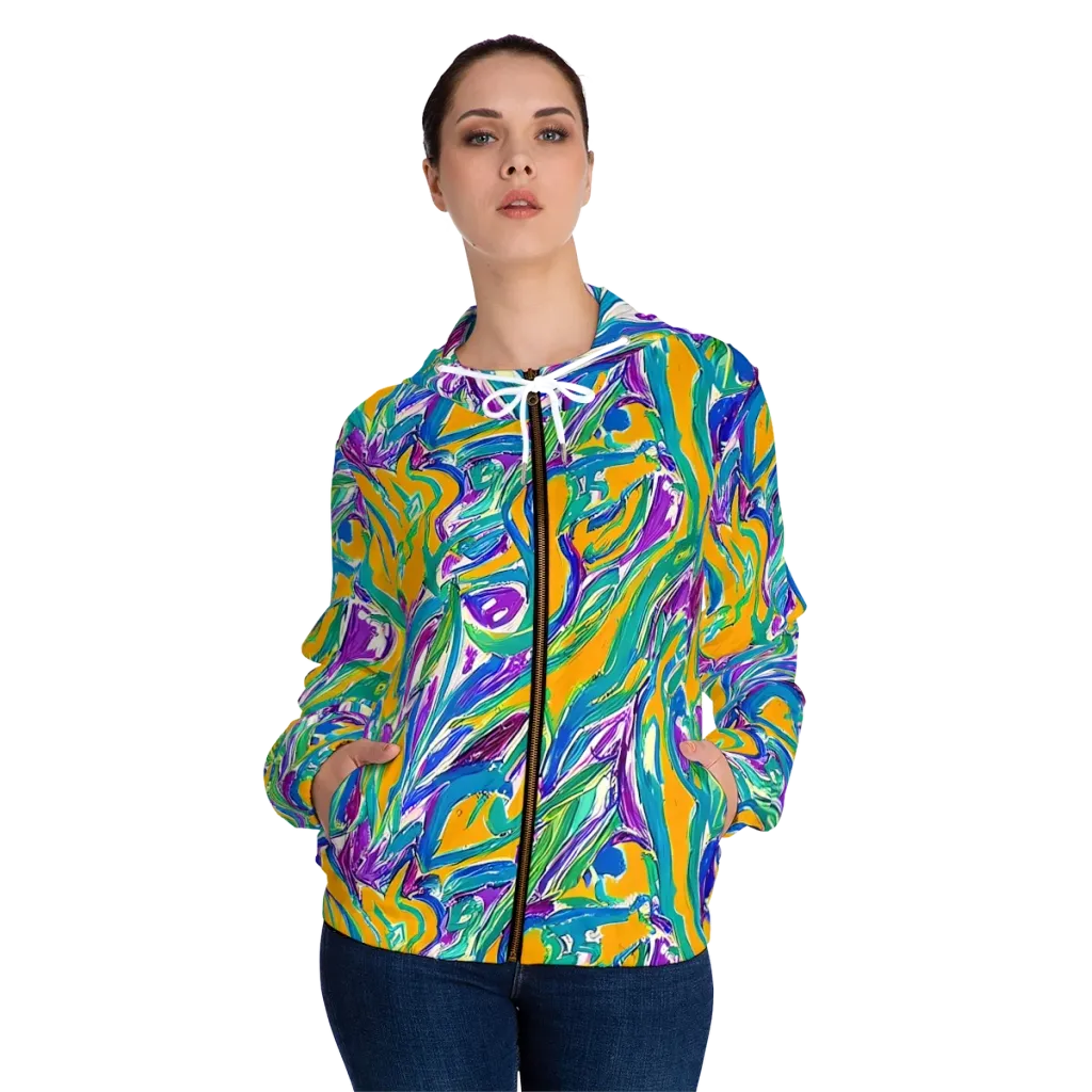 Tropical Voltage on Women's Full-Zip Hoodie — Front On Person