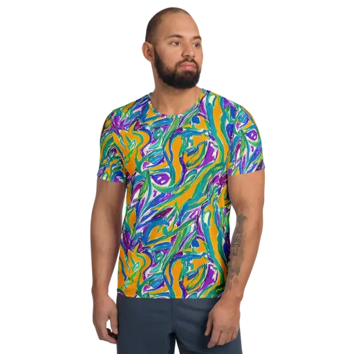 Tropical Voltage on a Men's Athletic T-Shirt