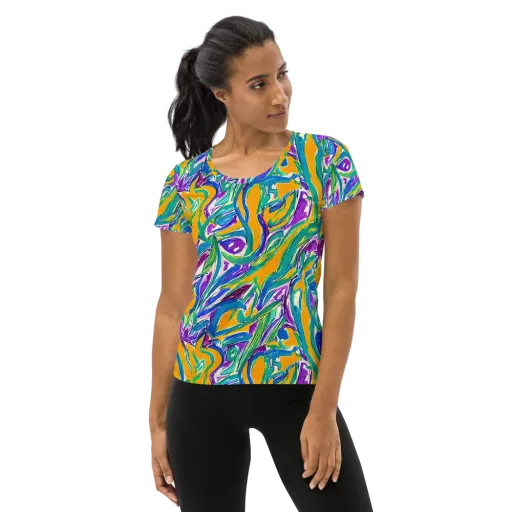 Tropical Voltage on a Women's Athletic T-Shirt