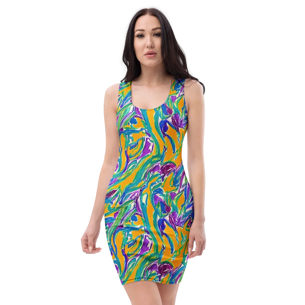 Tropical Voltage on Bodycon Dress — Front