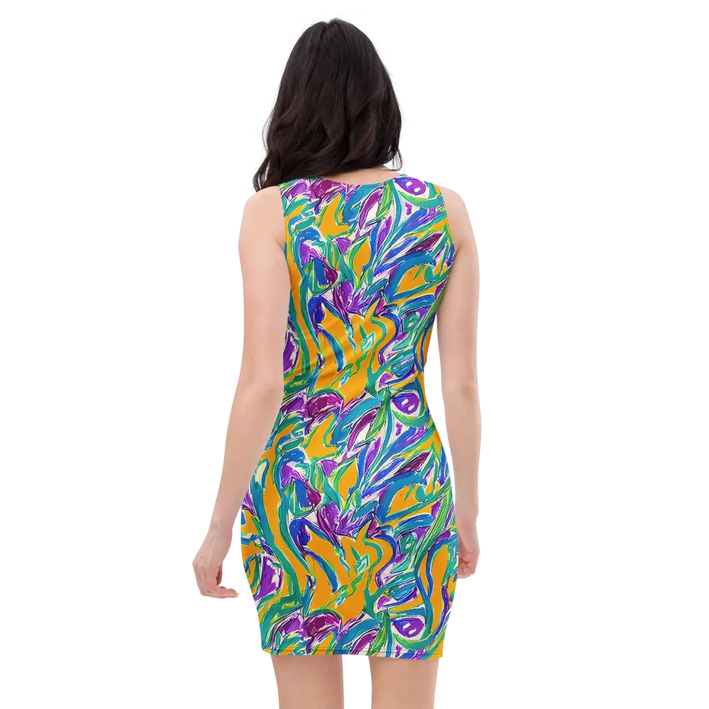 Tropical Voltage on Bodycon Dress — Back