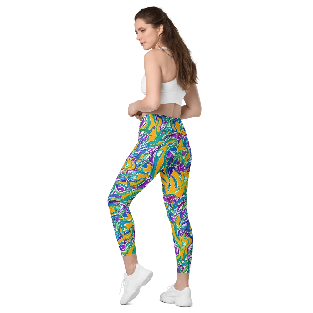 Tropical Voltage on Leggings with Pockets — Left Back