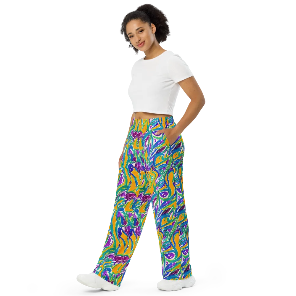 Tropical Voltage on Wide-Leg Pants — Left Front