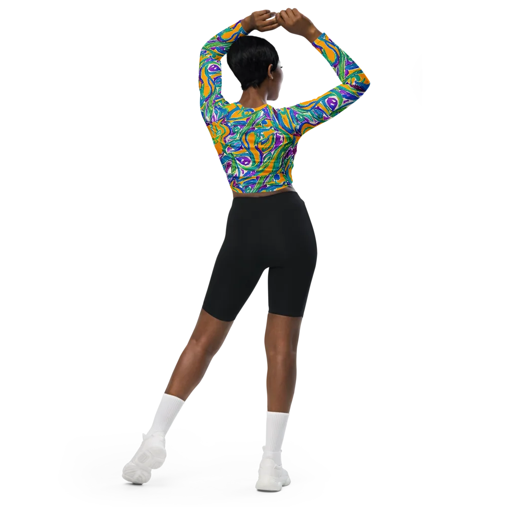 Tropical Voltage on Long Sleeve Crop Top — Back