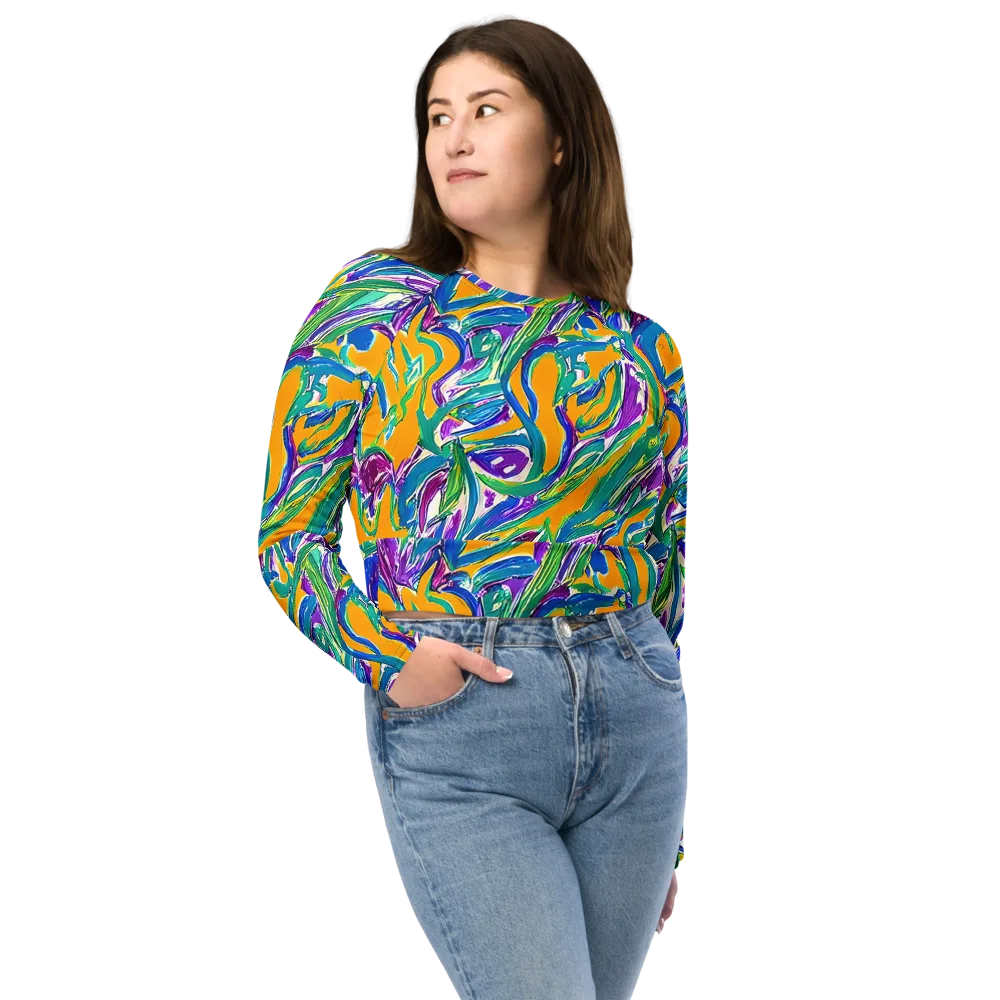 Tropical Voltage on Long Sleeve Crop Top — Front