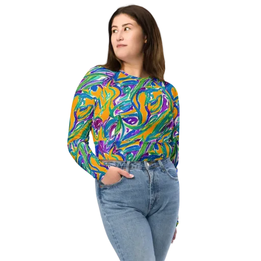 Tropical Voltage on a Long Sleeve Crop Top