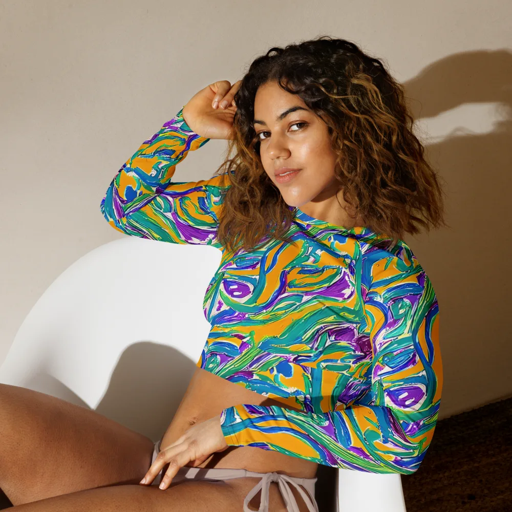 Tropical Voltage on Long Sleeve Crop Top — Left Front