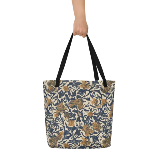 Ochre Rhapsody on a Large Tote Bag W/ Pocket