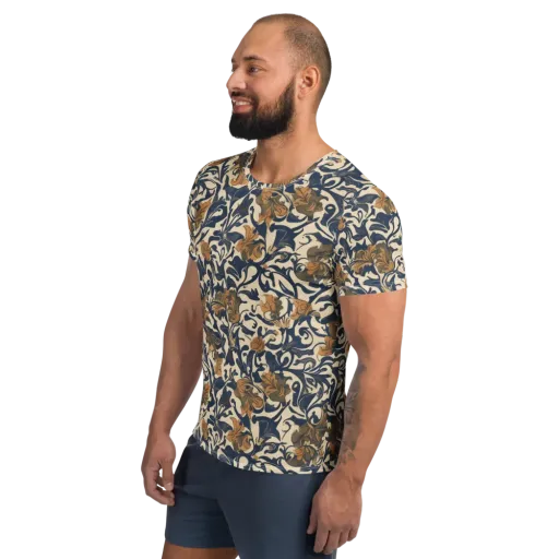 Ochre Rhapsody on a Men's Athletic T-Shirt