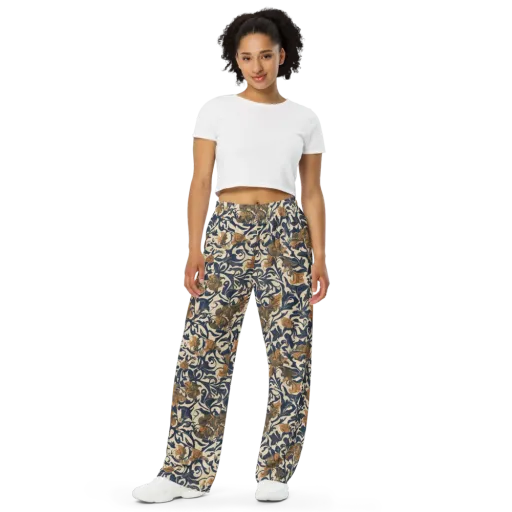 Ochre Rhapsody on a Wide-Leg Pants