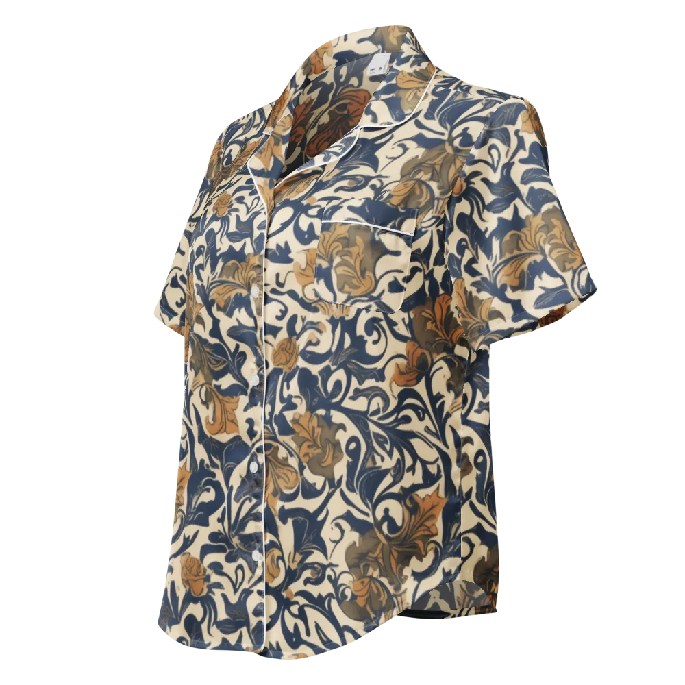 Ochre Rhapsody on Women's Short Sleeve Pajama Top — Left Front