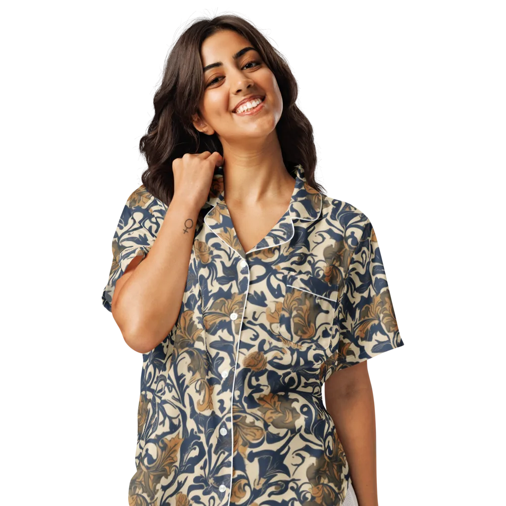 Ochre Rhapsody on Women's Short Sleeve Pajama Top — Front