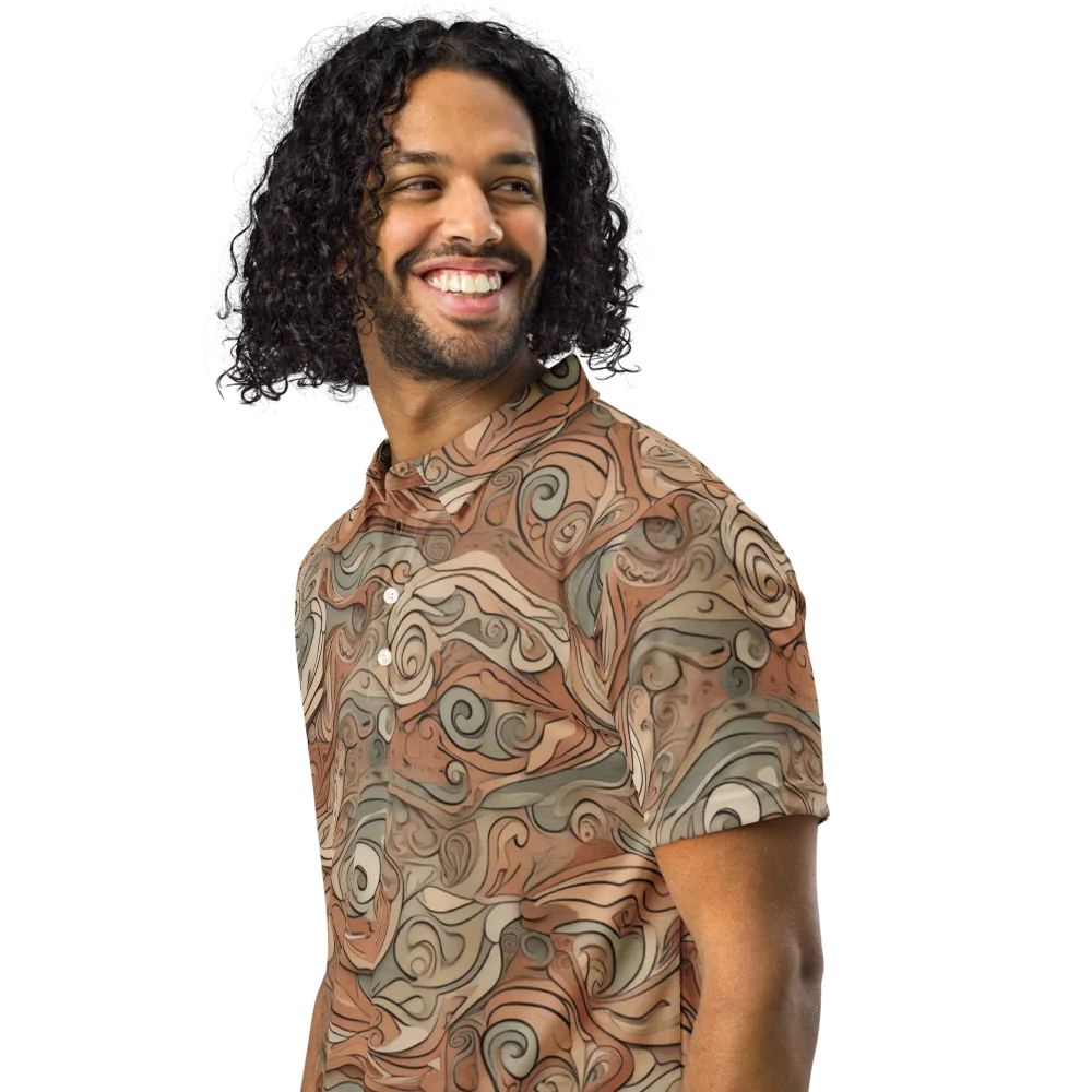 Copper Paisley Drift on Men's Slim Fit Polo Shirt — Left Front
