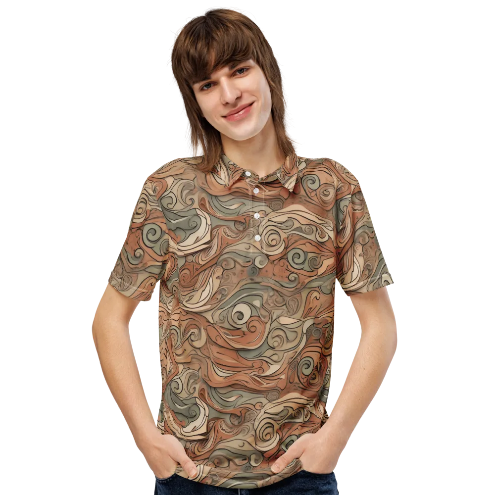Copper Paisley Drift on Men's Slim Fit Polo Shirt — Front