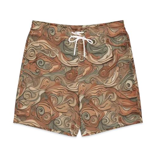 Copper Paisley Drift on a Men's Board Shorts