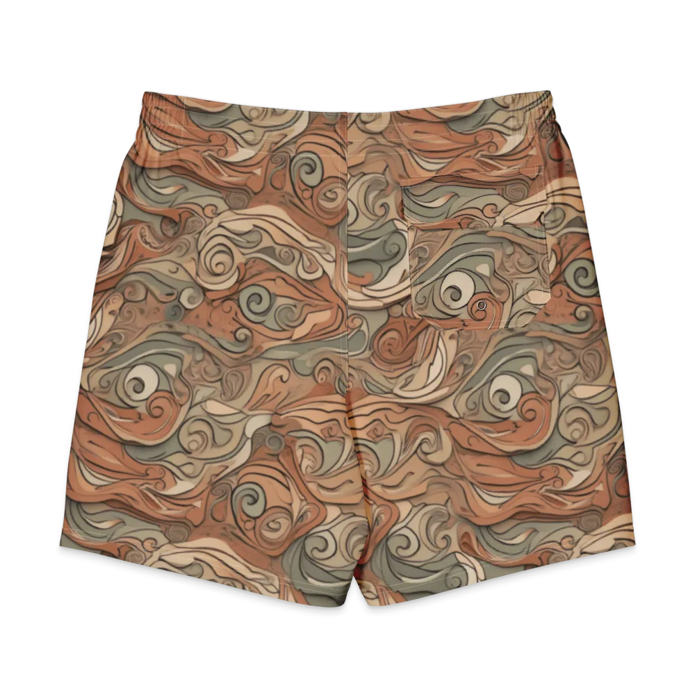Copper Paisley Drift on Men's Board Shorts — Back
