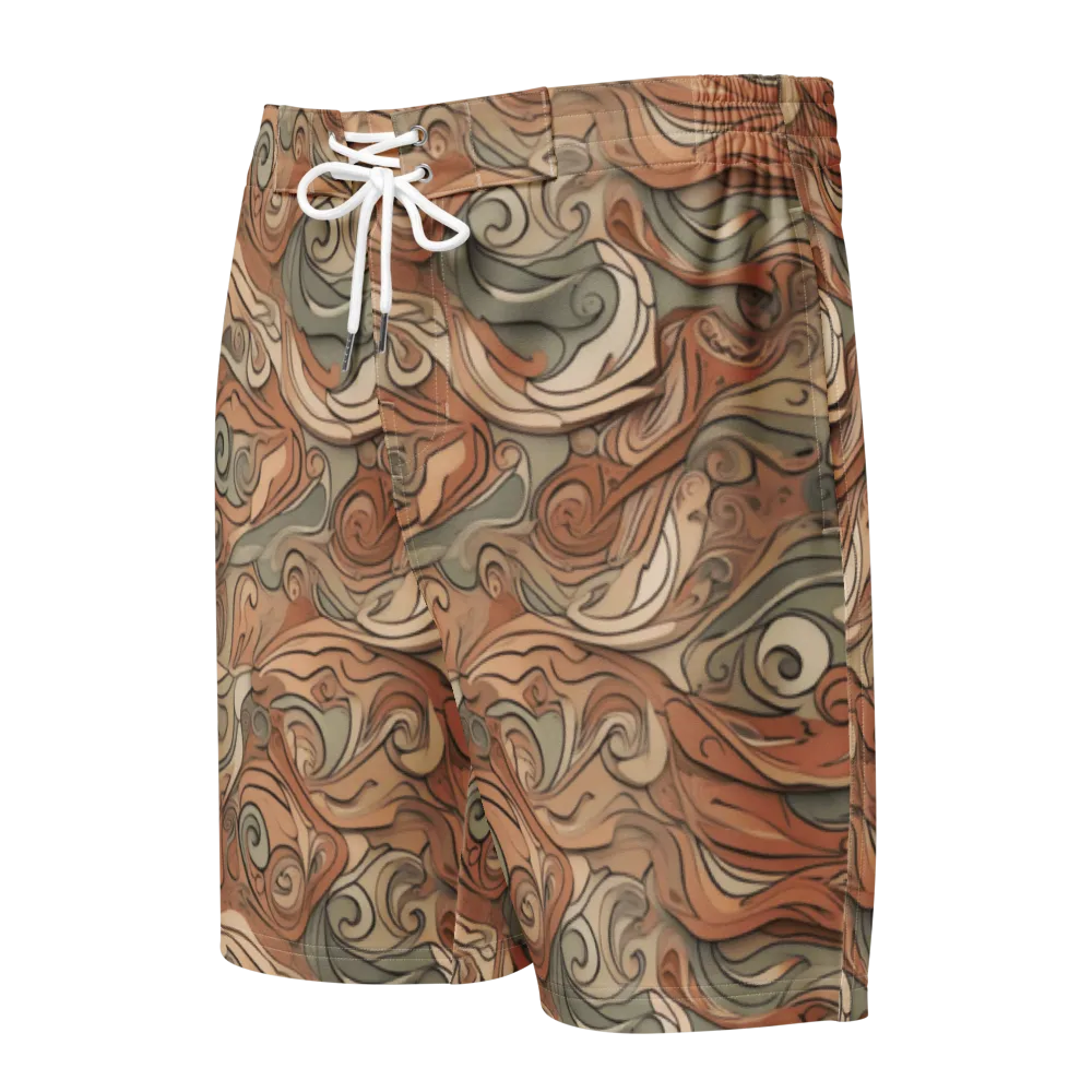 Copper Paisley Drift on Men's Board Shorts — Front