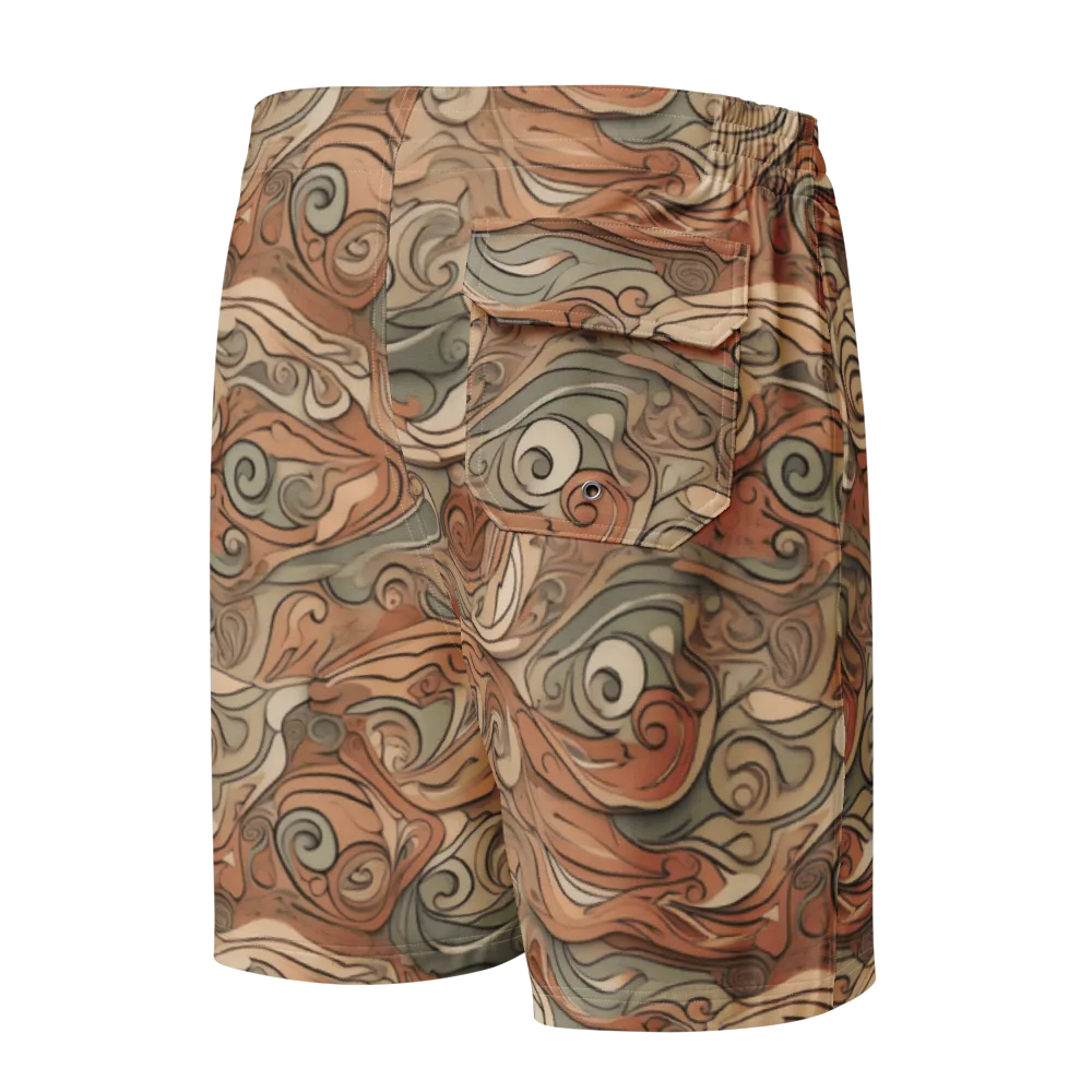 Copper Paisley Drift on Men's Board Shorts — Back