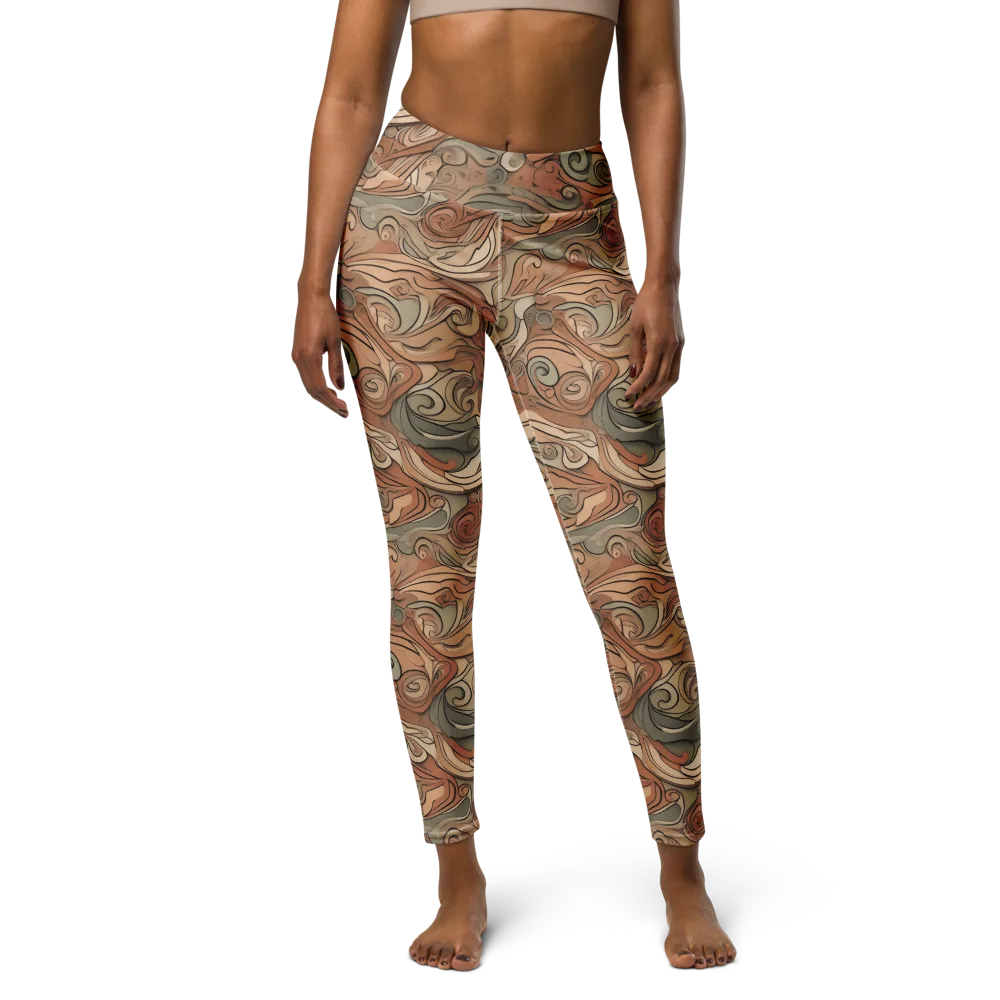 Copper Paisley Drift on Yoga Leggings — Front