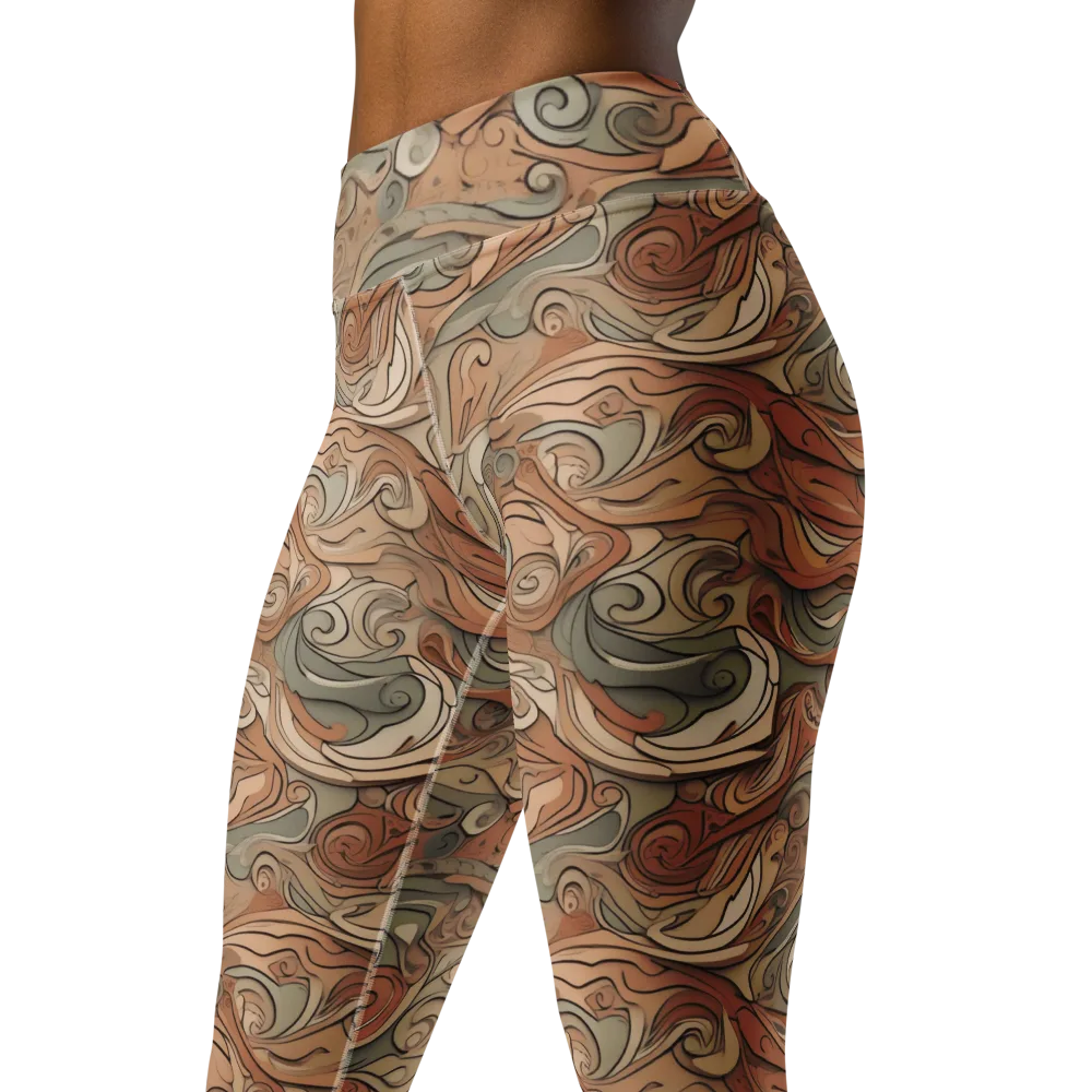 Copper Paisley Drift on Yoga Leggings — Left Front