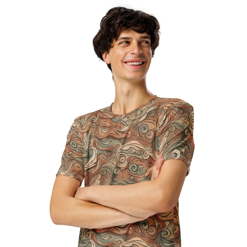 Copper Paisley Drift on Men's Crew Neck T-Shirt — Left Front