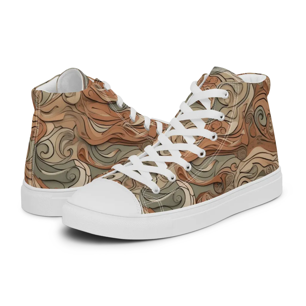 Copper Paisley Drift on Women's High Top Canvas Shoes — Left