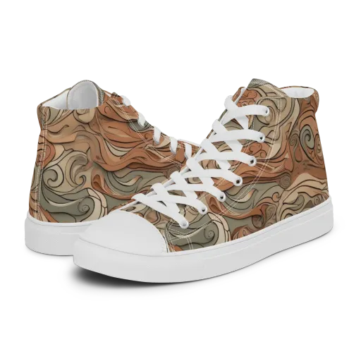 Copper Paisley Drift on a Women's High Top Canvas Shoes